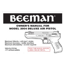 Lade das Bild in den Galerie-Viewer, MODEL 2004 DELUXE PISTOL Beeman Airgun Air Rifle Gun Pistol Owners Manuals Firearms Weapons Complete Set